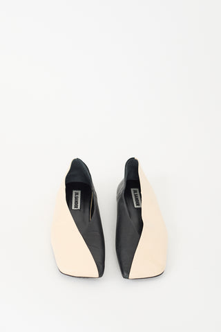 Jil Sander Cream & Black Colour Block Ballet Flat