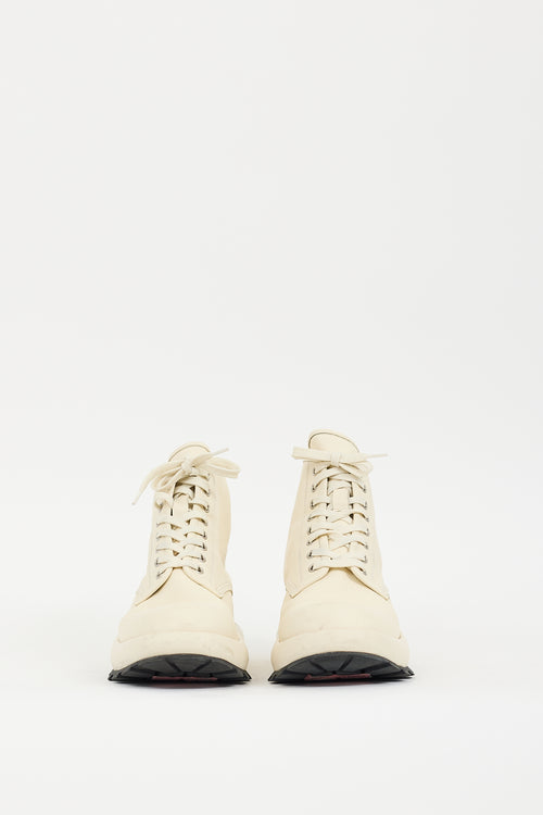 Jil Sander Cream Leather Lug Sole Boot