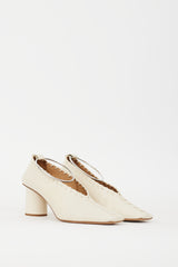 Jil Sander Cream Leather Whipstitch & Anklet Heel