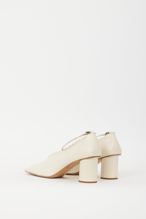 Jil Sander Cream Leather Whipstitch & Anklet Heel