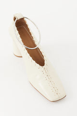 Jil Sander Cream Leather Whipstitch & Anklet Heel