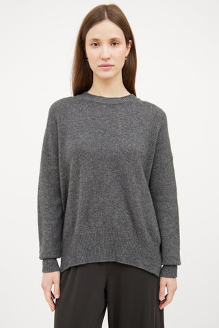 Dark Grey Cashmere Long Sleeve Sweater