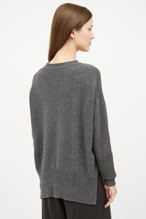 Dark Grey Cashmere Long Sleeve Sweater