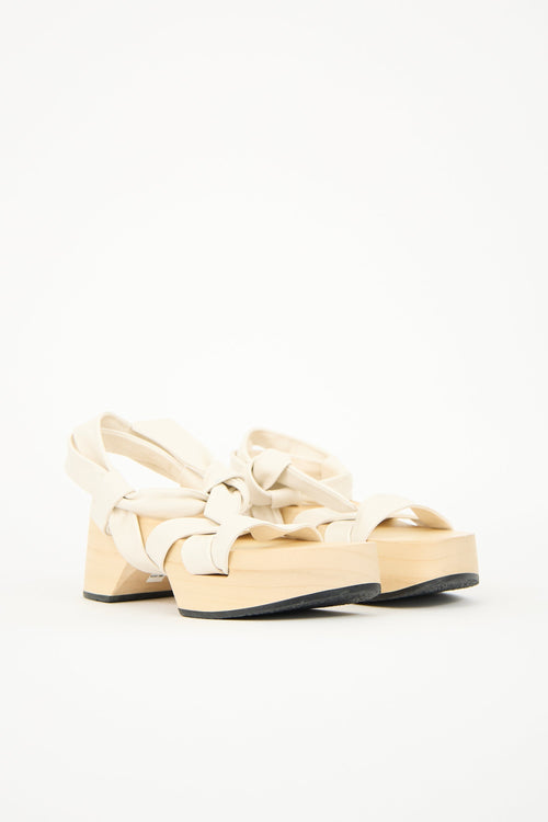 Jil Sander Leather & Wooden Platform Sandal
