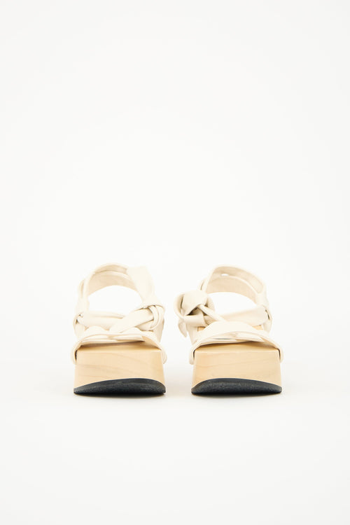 Jil Sander Leather & Wooden Platform Sandal