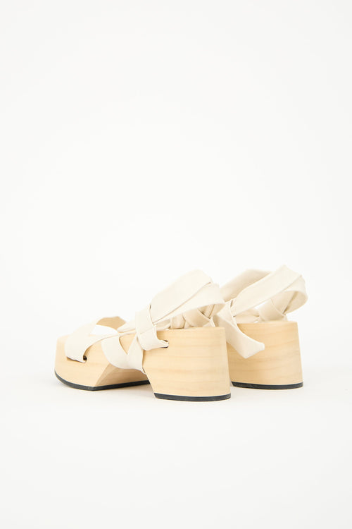 Jil Sander Leather & Wooden Platform Sandal