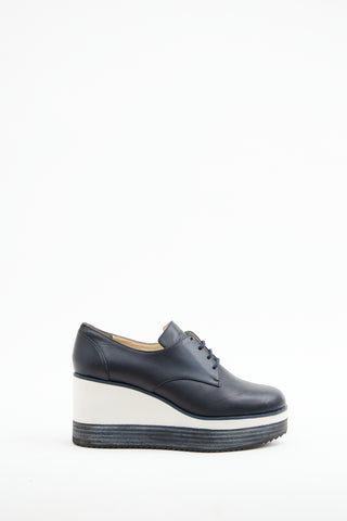 Jil Sander Navy & White Platform Wedges