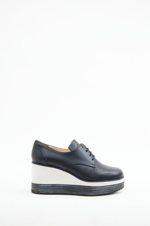 Jil Sander Navy & White Platform Wedges