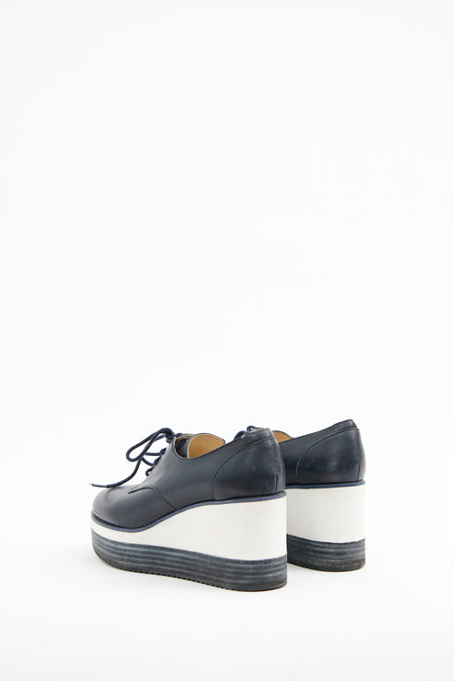 Jil Sander Navy & White Platform Wedges