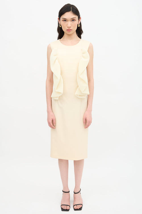 Jil Sander Neoprene Ruffle Sheath Dress