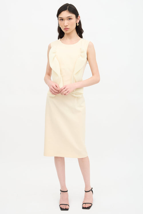 Jil Sander Neoprene Ruffle Sheath Dress