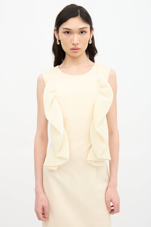 Jil Sander Neoprene Ruffle Sheath Dress