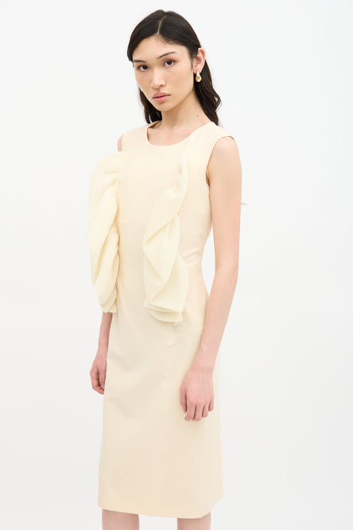 Jil Sander Neoprene Ruffle Sheath Dress