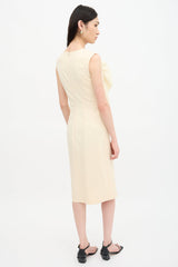 Jil Sander Neoprene Ruffle Sheath Dress
