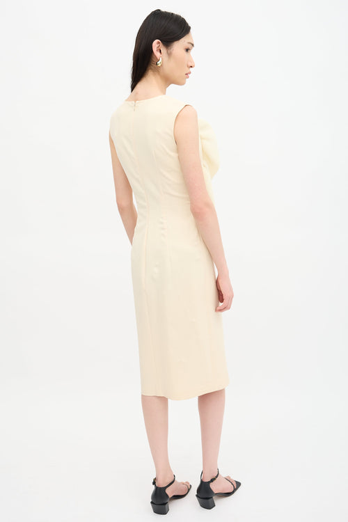 Jil Sander Neoprene Ruffle Sheath Dress