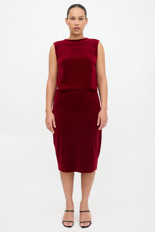 Jil Sander Velvet Draped Cut Out Dress