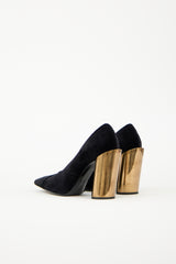 Jil Sander Velvet Geometric Heel Pump