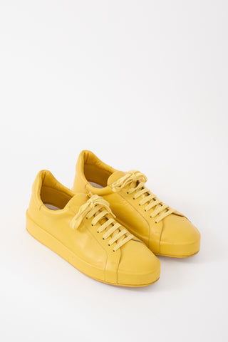 Jil Sander Yellow Leather Low Top Sneaker