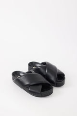 Jil Sander Black Padded Leather Platform Slide