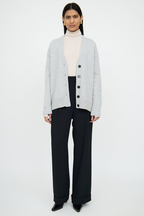 Jil SanderGrey Blue Cashmere Button Cardigan