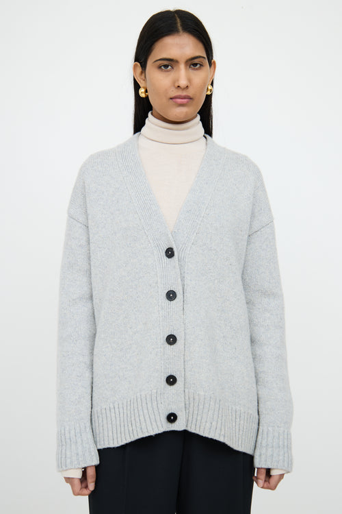 Jil SanderGrey Blue Cashmere Button Cardigan