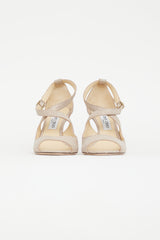 Jimmy Choo Beige Textured Leather Sandal