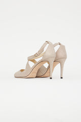 Jimmy Choo Beige Textured Leather Sandal