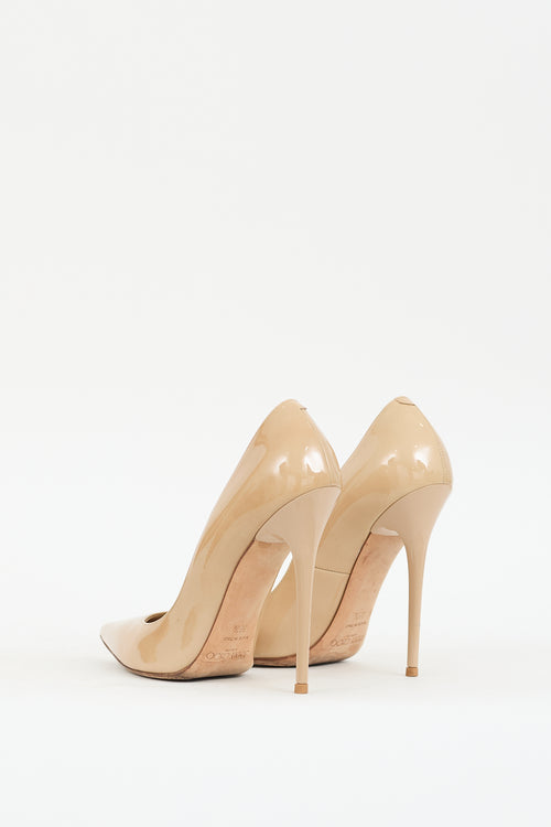 Jimmy Choo Beige Patent Romy Pointed Toe Pump