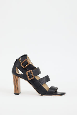 Jimmy Choo Black & Brown Leather Maya 85 Sandal