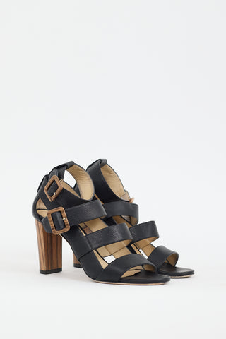 Jimmy Choo Black & Brown Leather Maya 85 Sandal