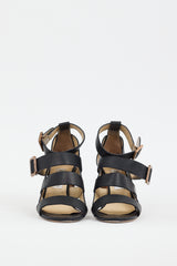 Jimmy Choo Black & Brown Leather Maya 85 Sandal