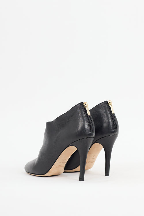 Jimmy Choo Black Leather Mendez Heeled Bootie