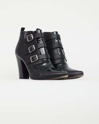 Jimmy Choo Black Leather Multi Strap Boot