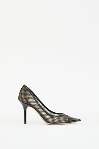 Christian Louboutin Black Leather & Mesh Overlay Amika Pump