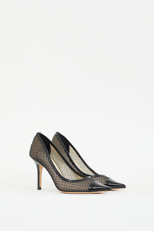 Christian Louboutin Black Leather & Mesh Overlay Amika Pump