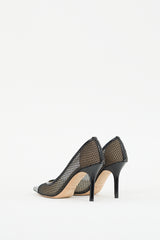 Christian Louboutin Black Leather & Mesh Overlay Amika Pump