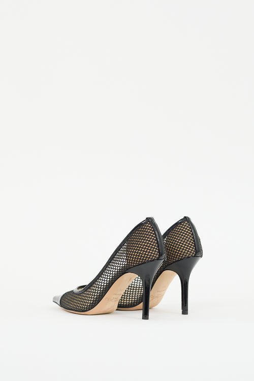 Christian Louboutin Black Leather & Mesh Overlay Amika Pump