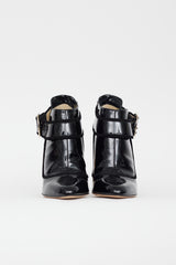 Jimmy Choo Black Patent Leather Gold Heel Boot