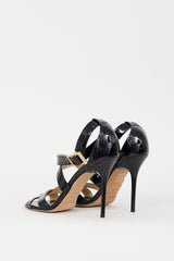 Jimmy Choo Black Patent Leather Lottie Strappy Heel