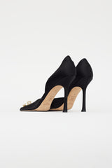 Jimmy Choo Black Satin D'orsay Crystal Heel