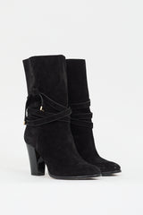 Jimmy Choo Black Suede Wrapped Tie Mercy Boot