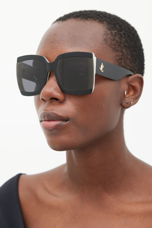 Jimmy Choo Black & White Renee Square Sunglasses