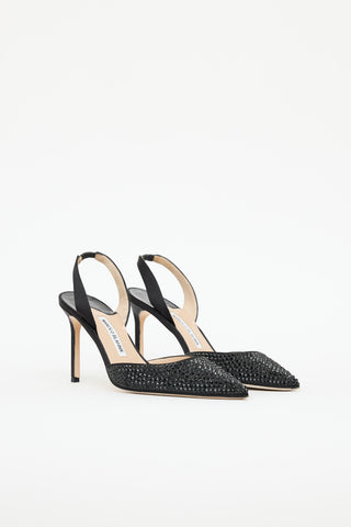 Manolo Blahnik Rhinestone Slingback Pump