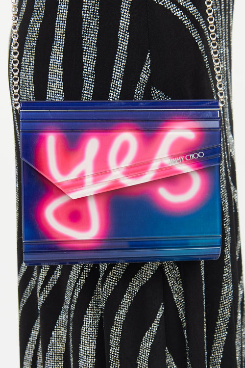 Jimmy Choo Navy & Pink Neon Chain Bag