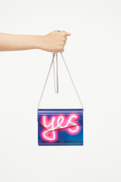 Jimmy Choo Navy & Pink Neon Chain Bag