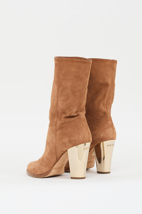 Jimmy Choo Brown Suede Heeled Boot