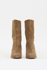 Jimmy Choo Brown Suede & Beige Leather Heeled Boot
