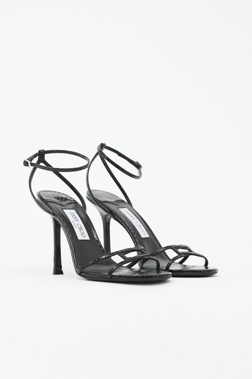 Jimmy Choo Embossed Leather Leo Sandal