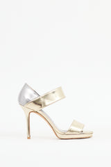 Jimmy Choo Gold & Silver Patent Leather Alana Sandal