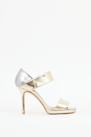 Jimmy Choo Gold & Silver Patent Leather Alana Sandal